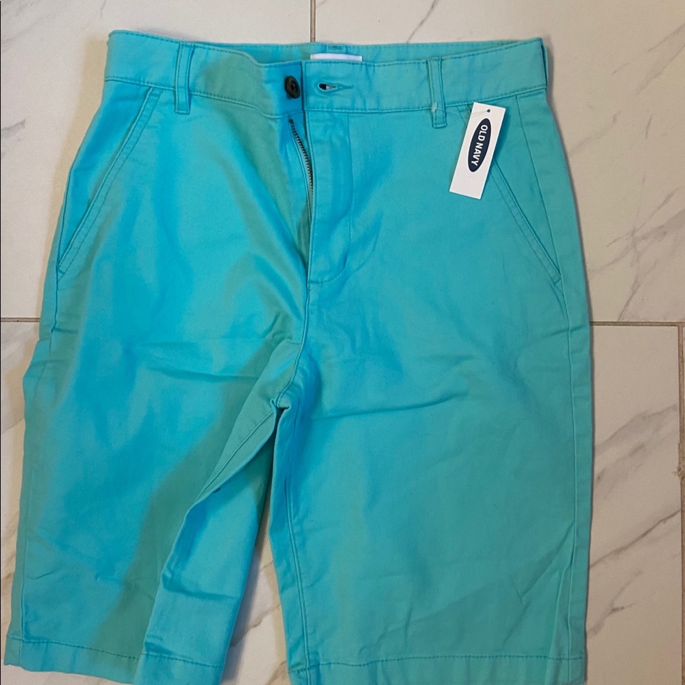 Old Navy Boys Chino Shorts Turquoise Size 14